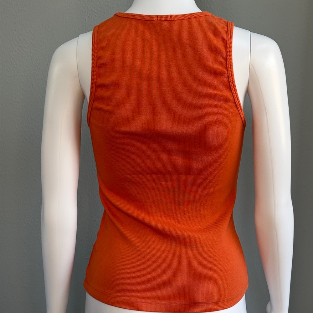 NWOT Monrow Ribbed Racerback Tank Top – Dark Orange – Size Medium - Picture 5 of 8